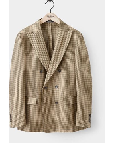 Todd Synder X Champion Tan Houndstooth Double-breasted Sport Coat - Natural