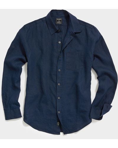 Todd Synder X Champion Slim Fit Sea Soft Irish Linen Shirt - Blue
