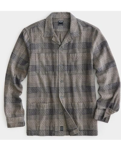 Todd Synder X Champion Double Weave Textured Guayabera Shirt - Grey