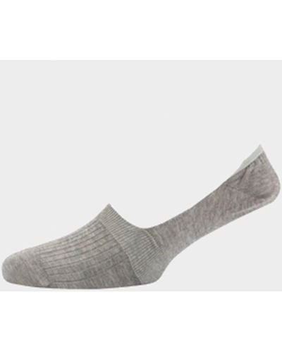 Corgi Rib Mercerized Cotton Invisible Socks In Gray
