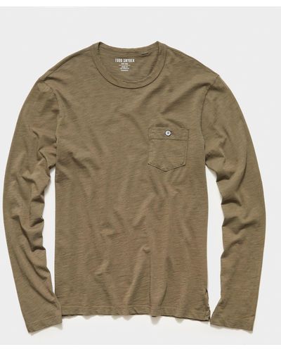 Todd Synder X Champion Made In L.a. Garment Dyed Ls Tee In Olive - Green