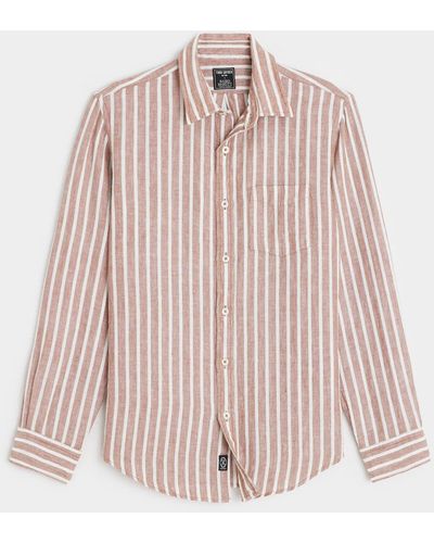Todd Synder X Champion Stripe Linen Point Collar Shirt - Pink