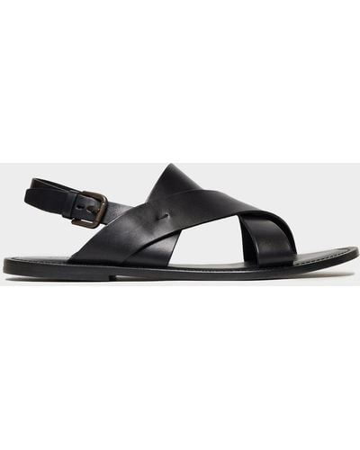 Todd Synder X Champion Tuscan Leather Crossover Backstrap Sandal - Black