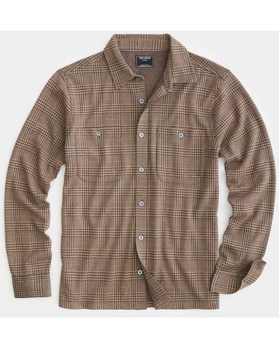 Todd Synder X Champion Long-sleeve Glen Plaid Double Knit Polo - Brown