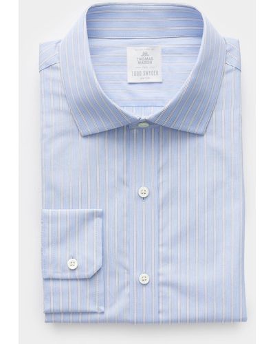 Todd Synder X Champion Spread Collar Poplin Dress Shirt - Blue