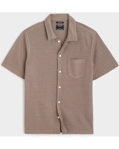 Todd Synder X Champion Linen Mesh Full-placket Polo - Brown