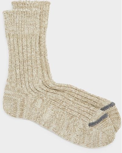 RoToTo Recycled Cotton Ribbed Crew Sock - Natural
