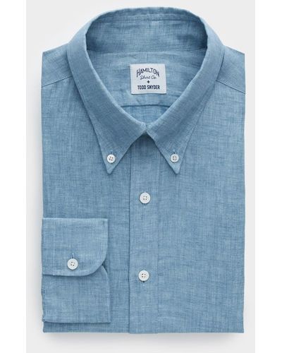 Todd Synder X Champion X Hamilton Linen Dress Shirt - Blue