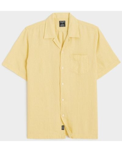 Todd Synder X Champion Sea Soft Irish Linen Camp Collar Shirt - Yellow