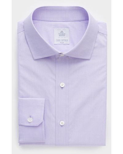 Todd Synder X Champion Spread Collar End On End Dress Shirt - Purple