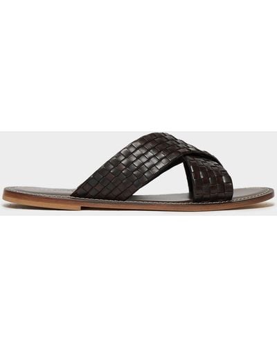 Todd Synder X Champion Tuscan Leather Woven Crisscross Sandal - Brown