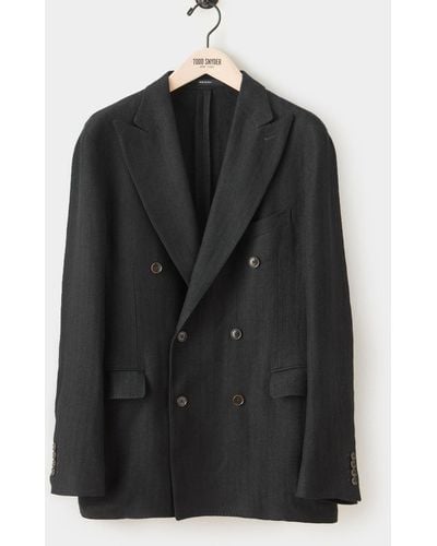 Todd Synder X Champion Italian Linen Double Breasted Sport Coat - Black