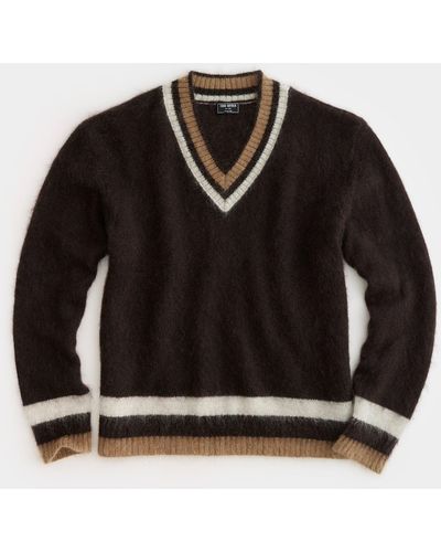 Todd Synder X Champion Tipped Mohair V-neck Sweater - Black