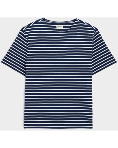 Todd Synder X Champion Striped Boat Neck Tee - Blue