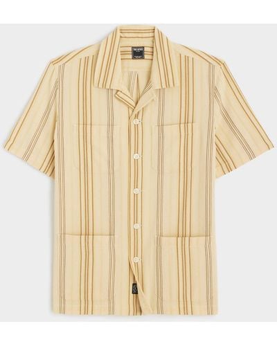 Todd Synder X Champion Short-sleeve Striped Guayabera Shirt - Natural
