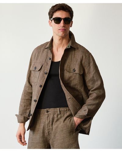 Todd Synder X Champion Textured Tailored Shirt Jacket In Brown
