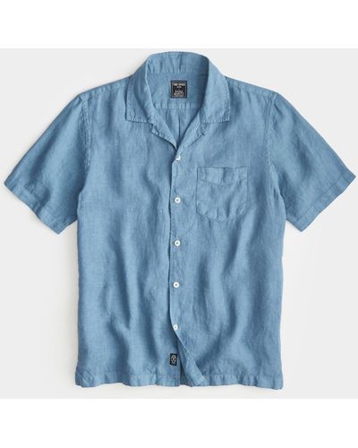 Todd Synder X Champion Sea Soft Linen Camp Collar Shirt - Blue