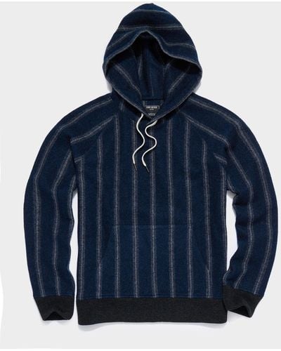 Todd Synder X Champion Boucle Vertical Stripe Wool Pullover Hoodie - Blue
