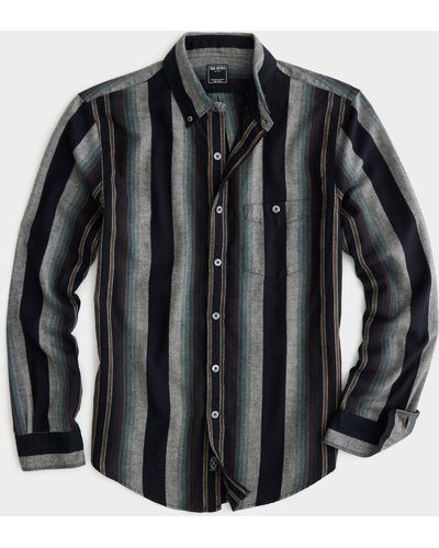 Todd Synder X Champion Charcoal Stripe Flannel Shirt - Black