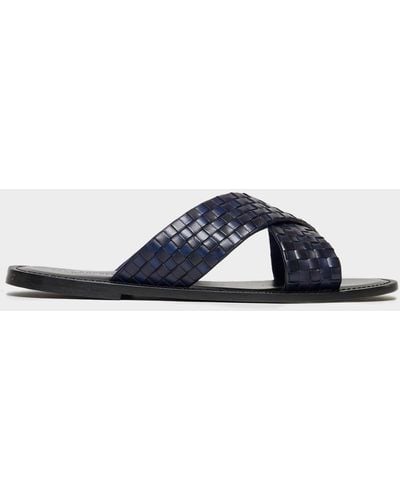 Todd Synder X Champion Tuscan Leather Woven Crisscross Sandal - Blue