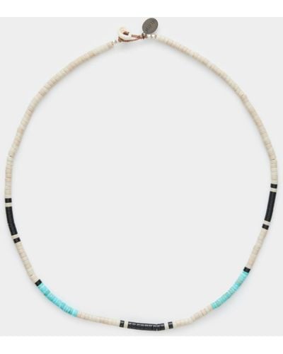 Mikia Heishi Beans Necklace Jasper Turquois Beige - White