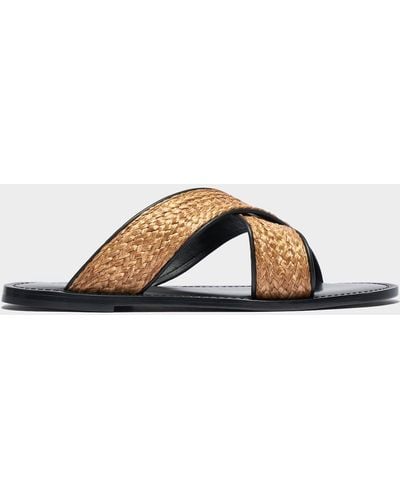 Todd Synder X Champion Tuscan Leather & Raffia Crossover Sandal - Brown