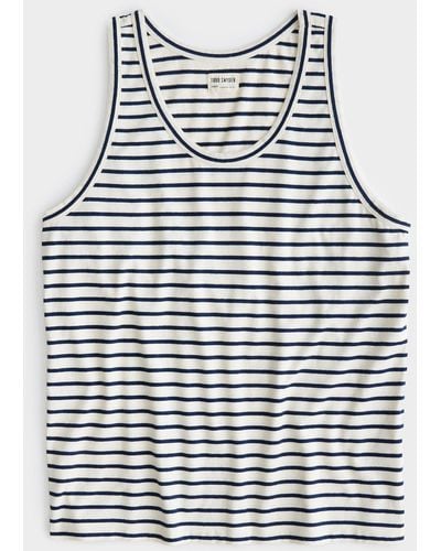 Todd Synder X Champion Japanese Nautical Stripe Tank Top In White - Blue