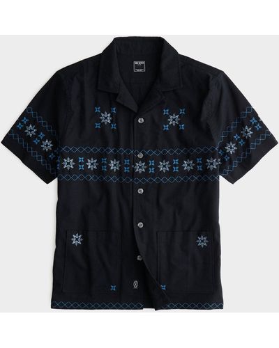 Todd Synder X Champion Black Embroidered Leisure Shirt - Blue