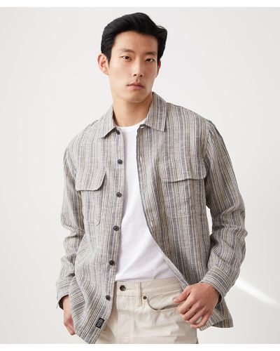 Todd Synder X Champion Grey Stripe Linen Shirt Jacket In Grey