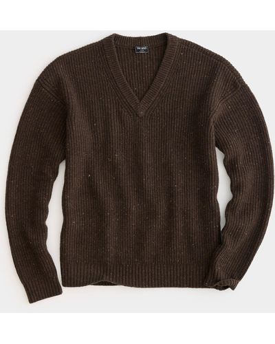 Todd Synder X Champion Ribbed Donegal V-neck Sweater - Brown