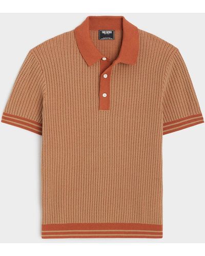 Todd Synder X Champion Textured Stripe Polo - Brown