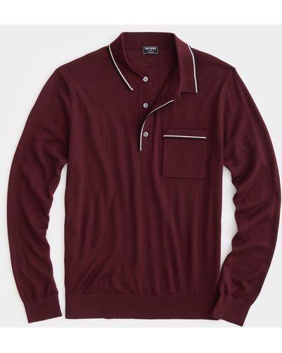 Todd Synder X Champion Long-sleeve Merino Tipped Polo - Red