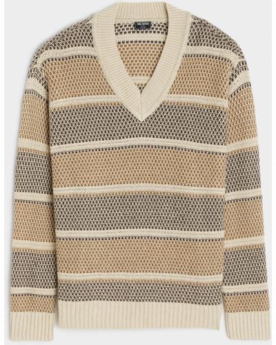 Todd Synder X Champion Textured Linen V-neck Sweater - Natural