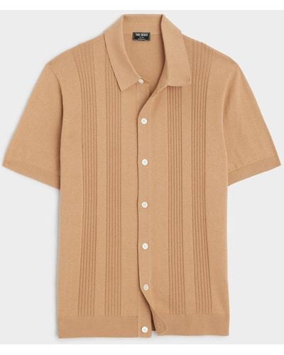 Todd Synder X Champion Silk Cotton Ribbed Full Placket Polo - Natural