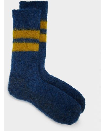RoToTo Reversible Brushed Mohair Sock - Blue