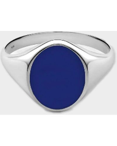 Miansai Heritage Ring With Enamel, Sterling Silver - Blue