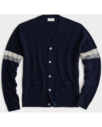 Todd Synder X Champion Luxe Cashmere Armstripe Cardigan - Blue