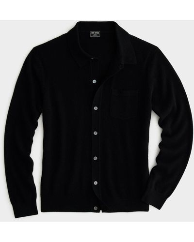 Todd Synder X Champion Cashmere Long-sleeve Sweater Polo - Black