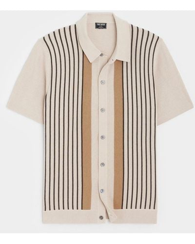 Todd Synder X Champion Vertical Stripe Full-placket Polo - White