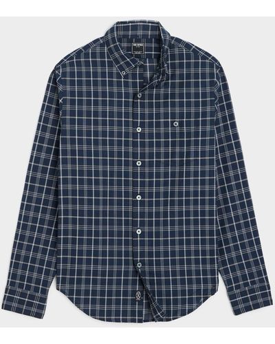 Todd Synder X Champion Slim Fit Summerweight Favorite Shirt In Navy Plaid - Blue