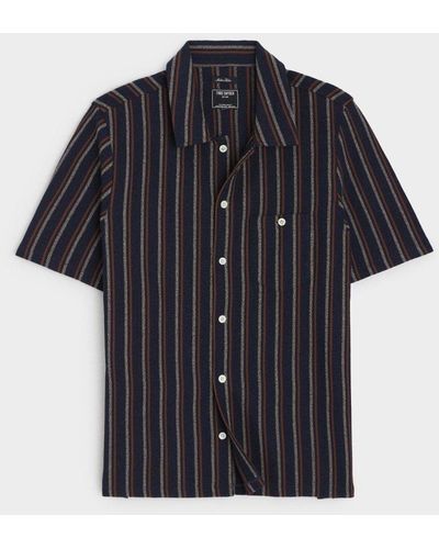 Todd Synder X Champion Vertical Stripe Full-placket Knit Polo - Black
