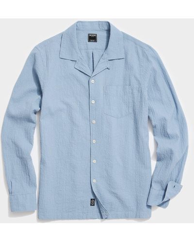 Todd Synder X Champion Irish Sea Soft Linen Point Collar Long Sleeve Shirt - Blue