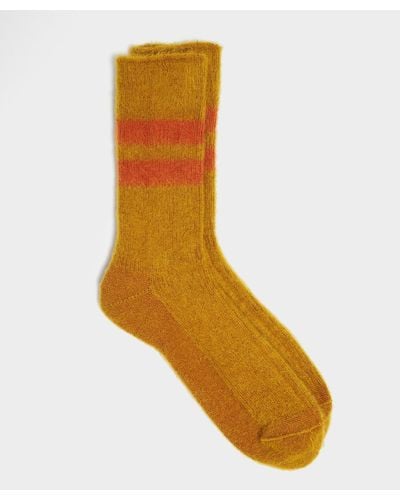 RoToTo Reversible Brushed Mohair Sock - Brown