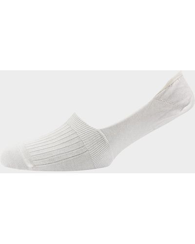 Corgi Rib Mercerized Cotton Invisible Socks In White