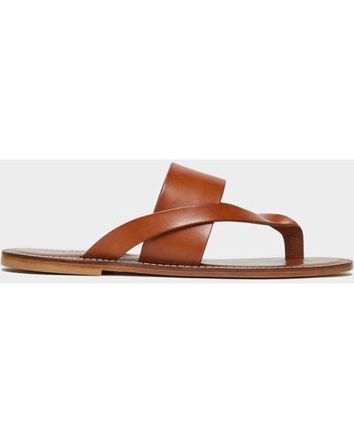 Todd Synder X Champion Tuscan Leather Thong Cross Sandal - Brown
