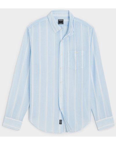 Todd Synder X Champion Slim Fit Summerweight Favorite Shirt In Sky Awning Stripe - Blue