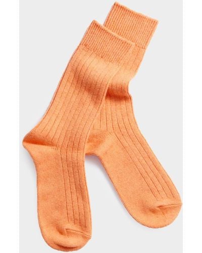 RoToTo Cotton Wool Ribbed Crew Sock - Orange