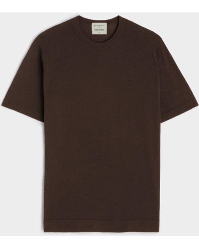 John Smedley John Smedley Lorca Short Sleeve Knit Shirt - Brown