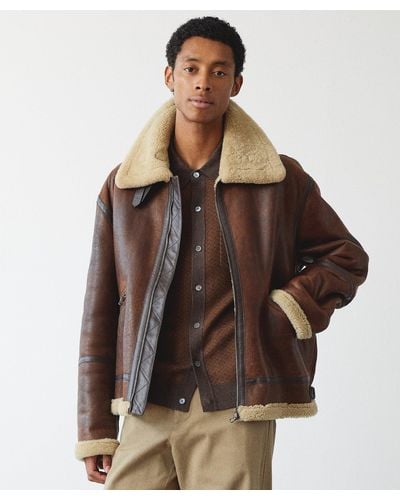 Todd Synder X Champion Italian Shearling Flight Jacket - Brown