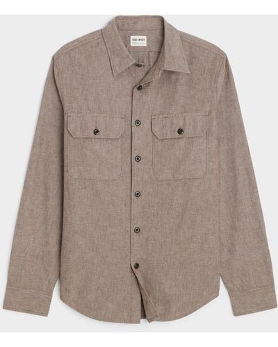 Todd Synder X Champion Chambray Two Pocket Utility Shirt In Dark Brown